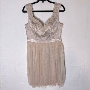 Alisa Pan Nude Taupe Sleeveless Empire Waist Mini Dress 10